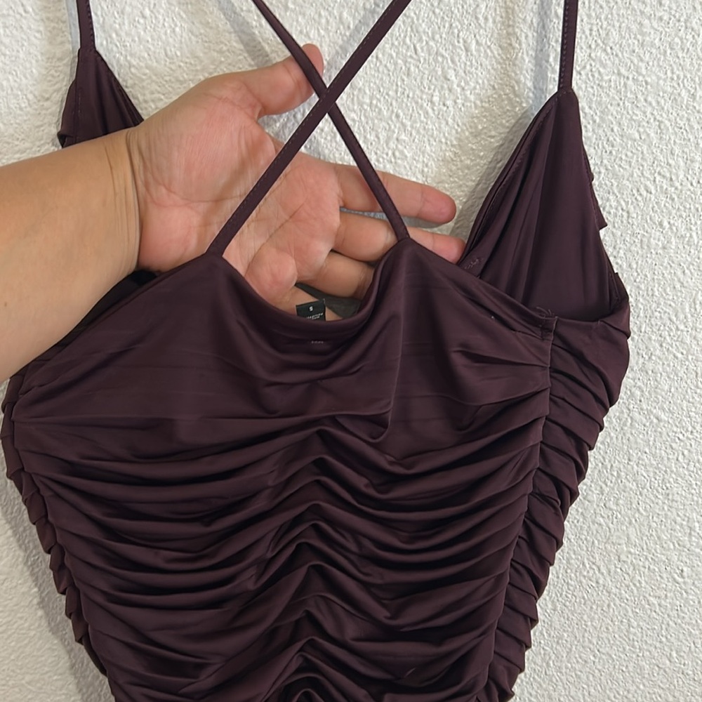 Express Deep Purple Ruched Bodysuit‎ - Picture 2 of 8